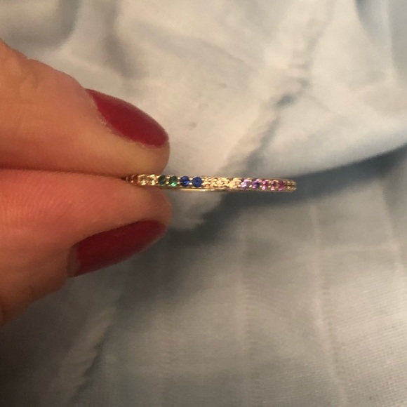 Bauble bar rainbow CZ eternity band stacking ring - Picture 6 of 8